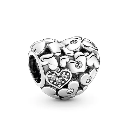 Hạt Vòng Charm Pandora Sparkling Openwork Heart 791061C01 Màu Bạc