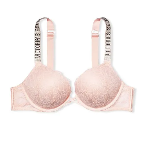 Thời trang Victoria's Secret Áo lót - Áo Lót Victoria's Secret Bombshell Ren Dây Đính Đá Chữ Logo 403419QAX Màu Hồng Nhạt Size 32A - Vua Hàng Hiệu