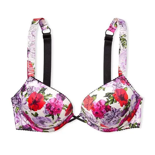 Thời trang - Áo Lót Victoria's Secret Bombshell Satin Dây Đính Đá Logo 997153QCN Màu Trắng Họa Tiết Hoa Size 32A - Vua Hàng Hiệu