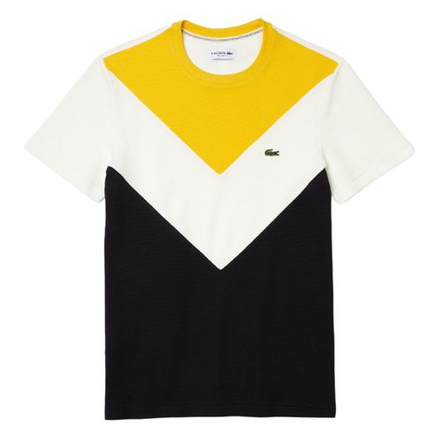 Áo Phông Lacoste Men's Crew Neck Colorblock Cotton Piqué Blend T-shirt Màu Trắng - Vàng Size S