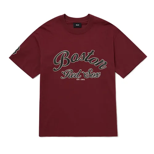 Áo Phông MLB Cursive Overfit Boston Red Sox Tshirt 3ATSR0224-43WIS Màu Đỏ Mận