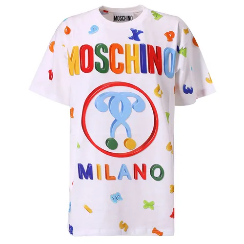Áo Phông Moschino Milano Graphic Print T-Shirt  201E A070205401001 Màu Trắng