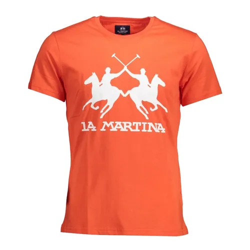 Thời trang - Áo Phông Nam La Martina In Logo Lớn Màu Cam Size L - Vua Hàng Hiệu