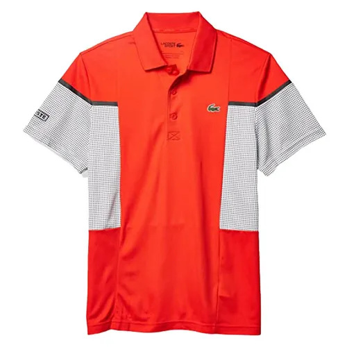 Áo Polo Lacoste Men's Short Sleeve Ultra Dry Mesh Sport Polo Màu Đỏ Cam Size M