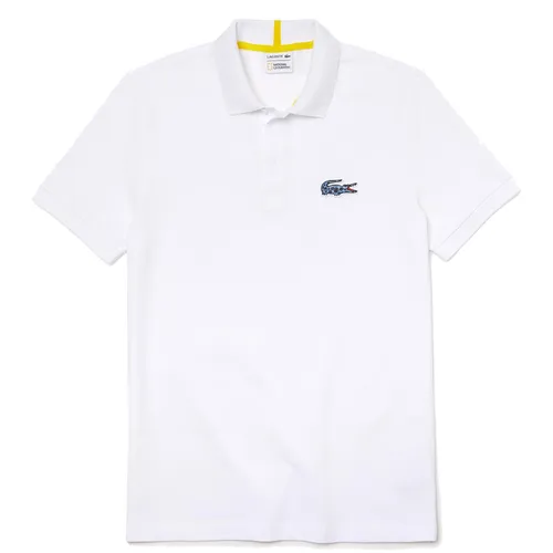 Áo Polo Lacoste Men’s x National Geographic Organic Cotton Piqué Polo PH6286 00 6NW Màu Trắng Size XS