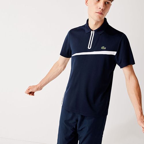 Áo Polo Lacoste Sport Paneled Breathable Piqué Tennis Polo Shirt Màu Xanh Navy Size M-1