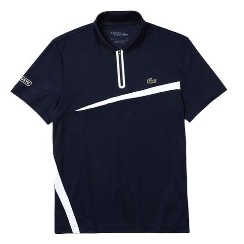 Áo Polo Lacoste Sport Paneled Breathable Piqué Tennis Polo Shirt Màu Xanh Navy Size M