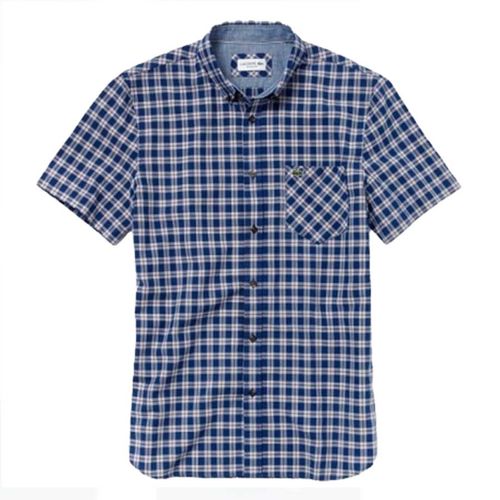 Áo Sơ Mi Lacoste Men's Oxford Sleeve Check Shirt CH4860 10 9CG Màu Xanh Kẻ Size 38