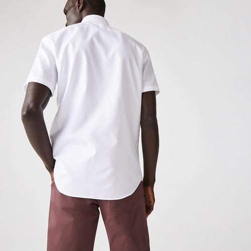 Áo Sơ Mi Nam Lacoste Men's Regular Fit Textured Cotton Poplin Shirt CH2741001 Màu Trắng Size 40-3