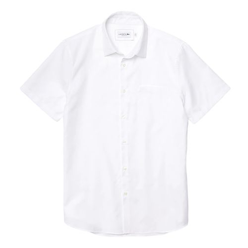Áo Sơ Mi Nam Lacoste Men's Regular Fit Textured Cotton Poplin Shirt CH2741 001 Màu Trắng Size 40