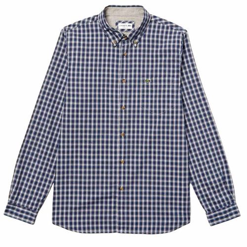 Áo Sơ Mi Lacoste Oxford Check Button Down Shirt Regular CH1539 10 0Y0 Màu Xanh Kẻ Size 41-2
