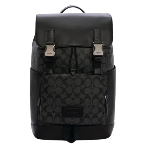 Túi xách - Balo Nam Coach Track Backpack In Signature Canvas Màu Đen Xám - Vua Hàng Hiệu