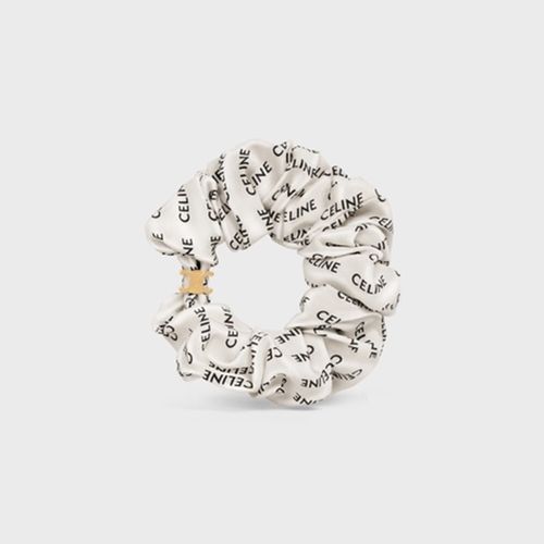 Dây Buộc Tóc Celine Scrunchy Rayure Bracelet In Brass With Gold Finish And White Silk Màu Trắng-4