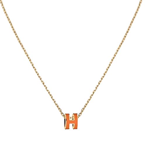 Dây Chuyền Hermès Mini Pop H Pendant Mặt Màu Cam