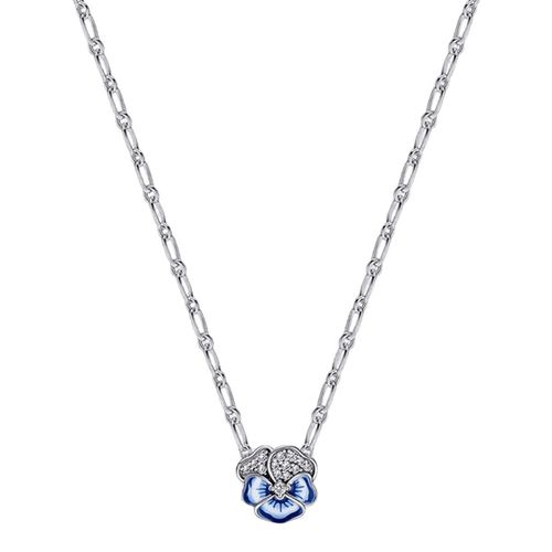 Amazon.com: Pandora Blue Pansy Flower Pendant Necklace - Adjustable Chain  with Lobster Clasp - Great Gift for Her - Sterling Silver, Cubic Zirconia &  Enamel - 19.7