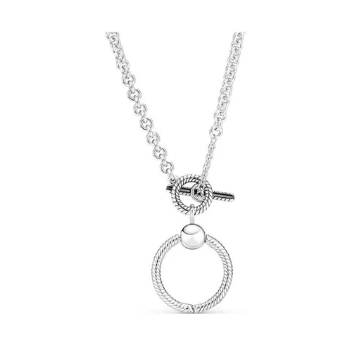 Dây Chuyền Pandora Moments O Pendant T-bar Necklace 391157C00-50 Màu Bạc