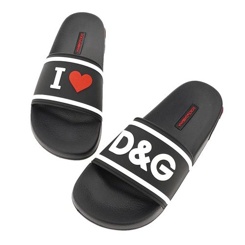 Dép Dolce & Gabbana I Love DG Rubber Slides CW0142 AO235 8B438 Màu Đen
