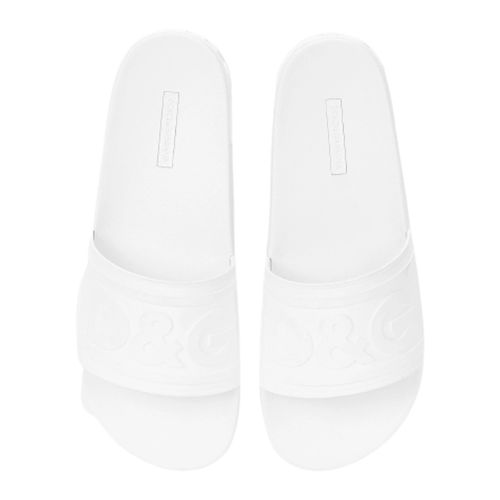 Dép Dolce & Gabbana Rubber Beachwear Slides With DG Logo CS1786-AX389 Màu Trắng