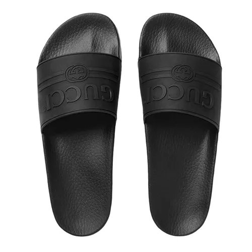 Dép Gucci Logo Rubber Slide Sandal Màu Đen Size 40.5