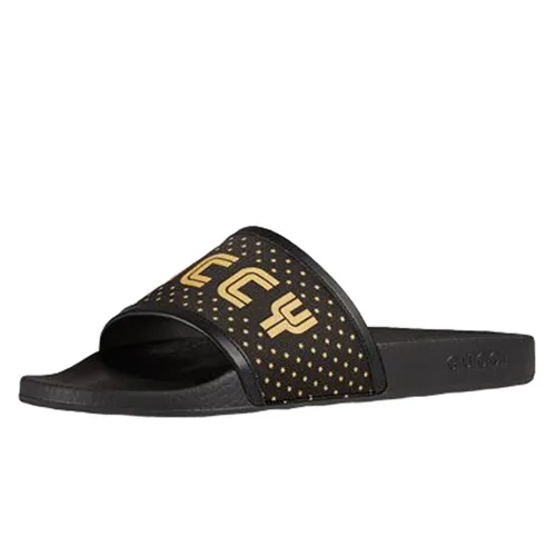 Dép Gucci Men's Leather-Trimmed Logo-Print Rubber Slides Màu Đen Size 40.5