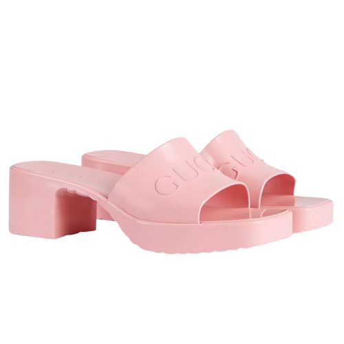 Dép Gucci Women's Rubber Slide Sandal Màu Hồng Size 35