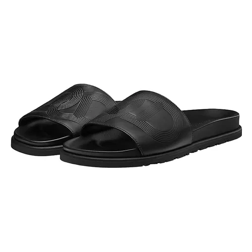 Dép Hermès Nam - Dép Hermès Biarritz Leather Sandals Màu Đen Size 41 - Vua Hàng Hiệu