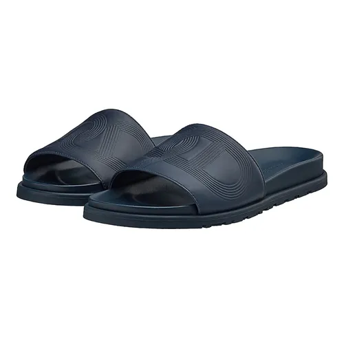 Dép Hermès Biarritz Leather Sandals Màu Xanh Navy Size 41