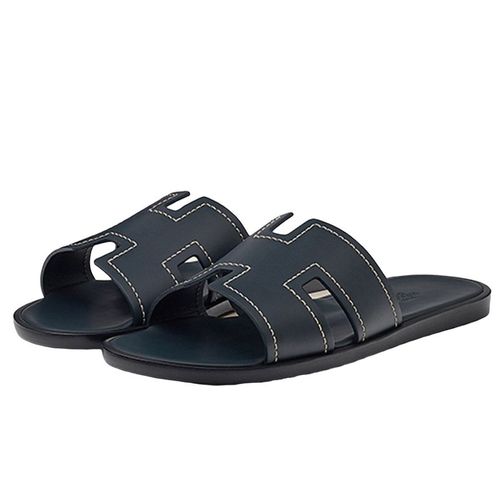 Dép Hermès Izmir Leather Sandals Màu Xanh Navy Size 40-6