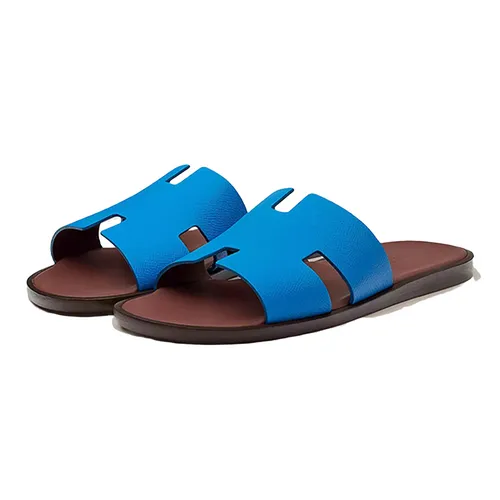 Dép Hermès Izmir Sandal Màu Xanh Lót Nâu Size 42.5