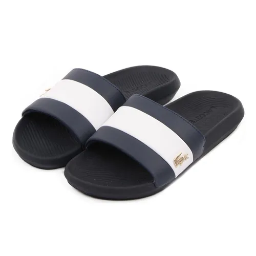 Dép Lacoste Croco Striped Slides Màu Xanh Navy Size 39.5