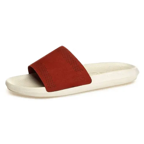 Dép Quai Ngang Lacoste Croco Leather Slides Màu Đỏ Đun