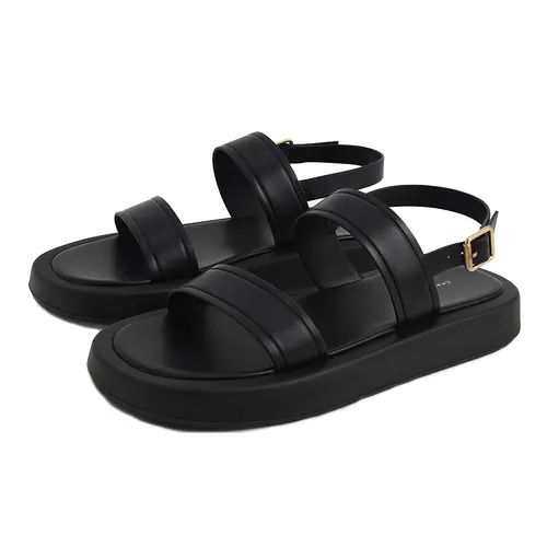 Dép Sandal Nữ Charles & Keith CNK Open Toe Slingback Platform Sandals 70920098 Màu Đen Size 37