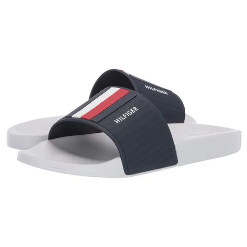 Dép Tommy Hilfiger Men's Eastern Slide Sandal White Màu Trắng Đen Size 39