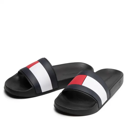 Dép Tommy Hilfiger - Dép Tommy Hilfiger Rubber TH Flag Pool Slide FM0FM04263 Black BDS Phối Màu Size 40 - Vua Hàng Hiệu