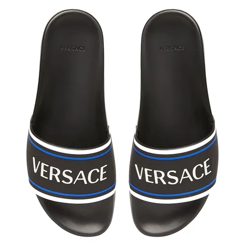 Dép Versace Olympus Slides Logo Pool Màu Đen