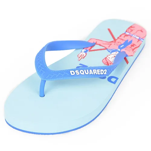 Dép Xỏ Ngón Dsquared2 Printed Rubber Flip-Flops Màu Xanh Blue Size 43