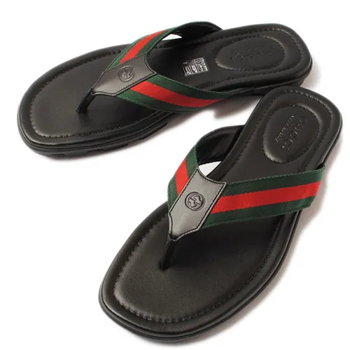 Dép Xỏ Ngón Gucci Đen Quai Xanh Đỏ 429362 Size 40