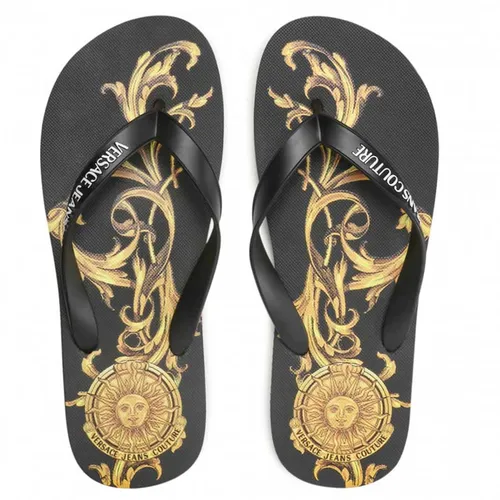 Dép Xỏ Ngón Versace Jeans Couture 72YA3SQ7 ZS191 G89 Màu Đen - Vàng Size 42