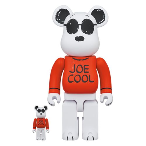 Đồ Chơi Mô Hình Bearbrick Snoopy Joe Cool Màu Trắng Đỏ Size 100% + 400%