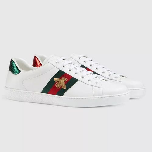 Giày Gucci Ace Embroidered Sneaker White Leather With Bee Màu Trắng Size 39.5-4