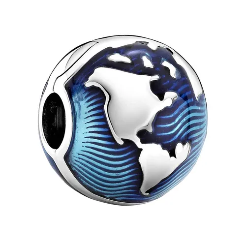 Hạt Vòng Charm Pandora Blue Globe Clip Charm 799429C01 Màu Xanh Lam