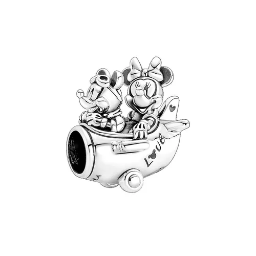 Hạt Vòng Charm Pandora Disney Mickey Mouse & Minnie Mouse Airplane 790108C00 Màu Bạc