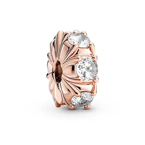 Hạt Vòng Charm Pandora Long Pronged Sparkling Clip 780046C01 Màu Vàng Hồng