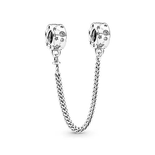 Hạt Vòng Charm Pandora Stars & Galaxy Safety Chain 790011C01-05 Màu Bạc