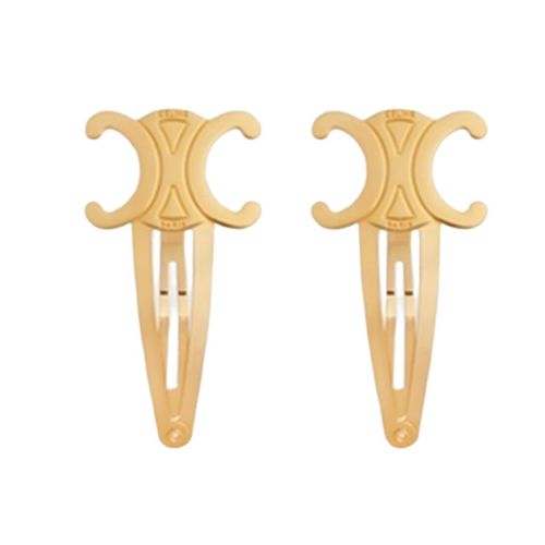 Kẹp Tóc Celine Hair Accessories Set Of 2 Triomphe Snap Hair Clips In Brass With Gold Finish And Steel Màu Vàng Gold