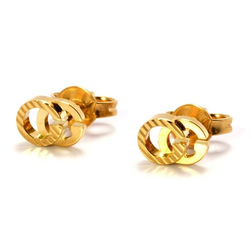Khuyên Tai Gucci Running GG Diagonal Motif Earrings, 18 Karat Yellow Gold Màu Vàng