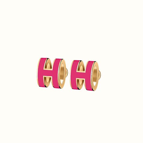 Khuyên Tai Hermès Mini Pop H Earrings Màu Hồng-1