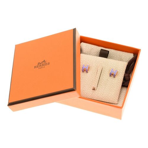 Khuyên Tai Hermès Mini Pop H Earrings Màu Tím-3
