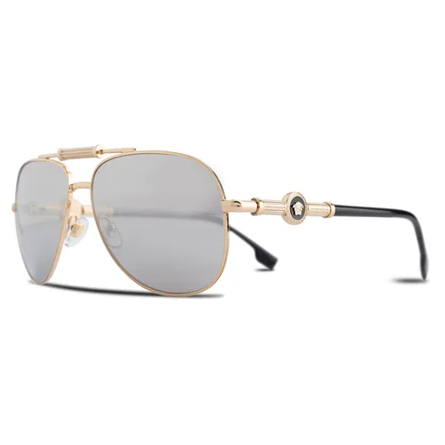 Kính Mát Versace Sunglasses Men's Gold Medusa Logo 2236 1252/6G Màu Xám Vàng Size 59
