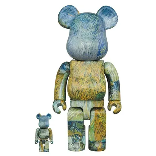 Đồ chơi mô hình - Đồ Chơi Mô Hình Bearbrick Van Gogh (Country Road In Provence By Night) Màu Vàng Xanh Size 100% + 400% - Vua Hàng Hiệu